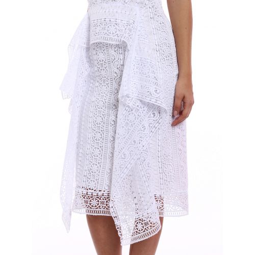  Alberta Ferretti Frilled white crochet dress