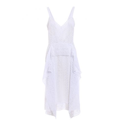  Alberta Ferretti Frilled white crochet dress