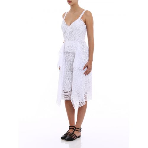  Alberta Ferretti Frilled white crochet dress