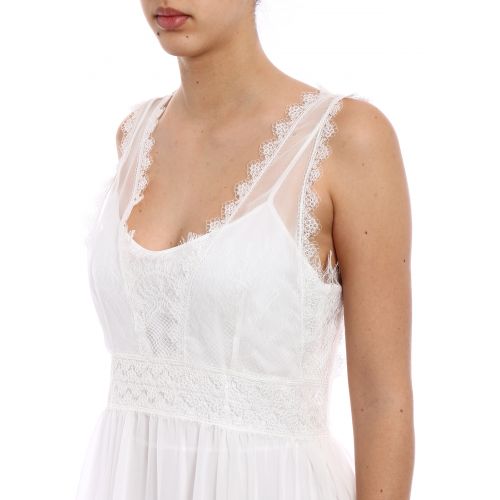  Alberta Ferretti Silk and lace sleeveless dress