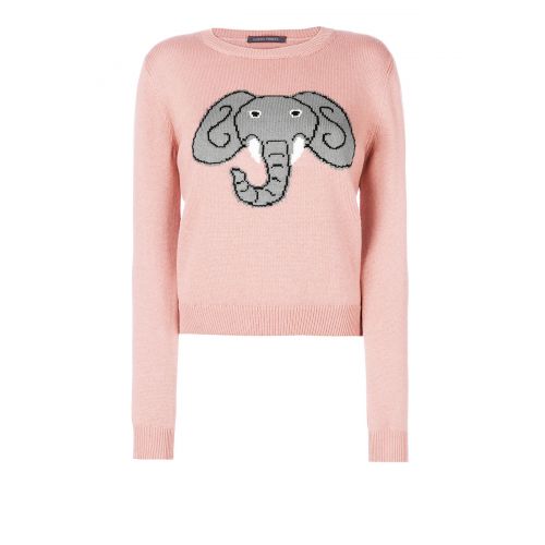  Alberta Ferretti Elephant intarsia pink crewneck
