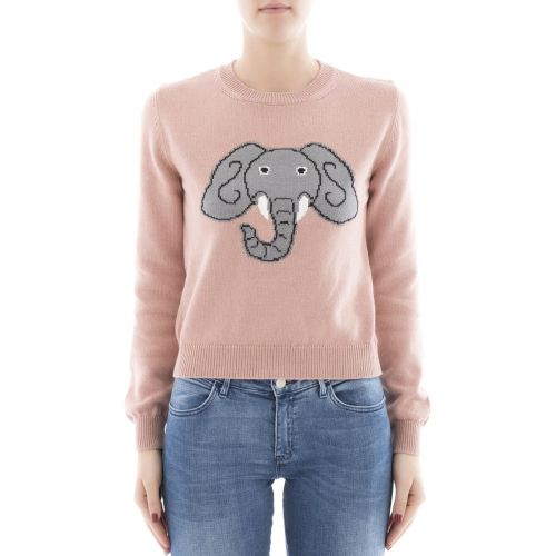  Alberta Ferretti Elephant intarsia pink crewneck