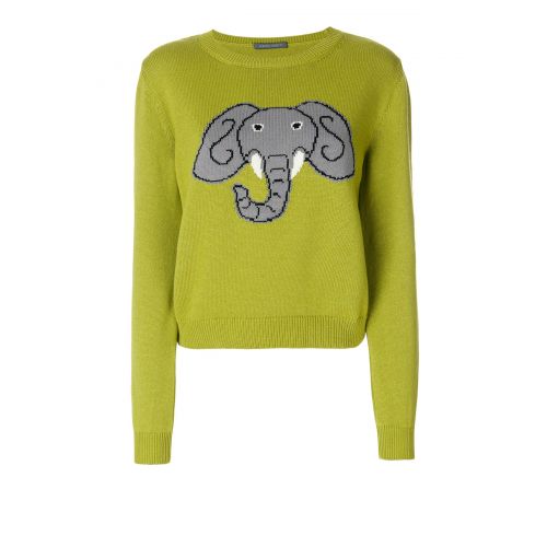  Alberta Ferretti Elephant intarsia green crewneck