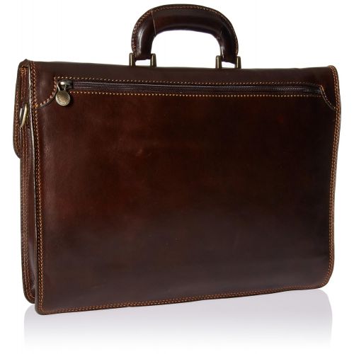  Alberto Bellucci Italian Leather Briefcase Single Compartment Flapover Slim Portfolio Case