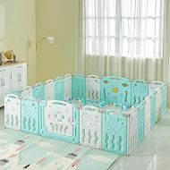 Albott 22 Panels Baby Playpen Kids Safety Play Center Yard - Kids Activity Center Indoor or Outdoor, Portable Play Yard with Safety Gate for Babies Infant Toddlers(Blue+White)