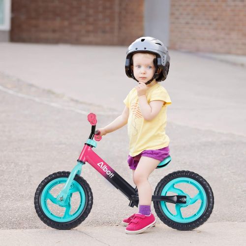  [아마존베스트]Albott Balance Bike 12 Toddler Training Bike for 18 Months, 2, 3, 4, 5 Year Old Kids Lightweight Contrast Color No Pedal Bicycle with Adjustable Seat and Airless Tire