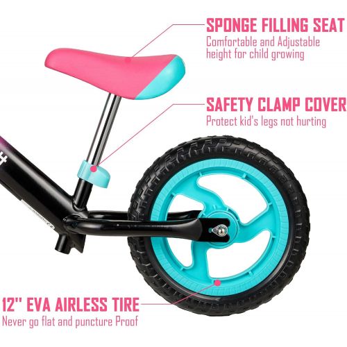  [아마존베스트]Albott Balance Bike 12 Toddler Training Bike for 18 Months, 2, 3, 4, 5 Year Old Kids Lightweight Contrast Color No Pedal Bicycle with Adjustable Seat and Airless Tire