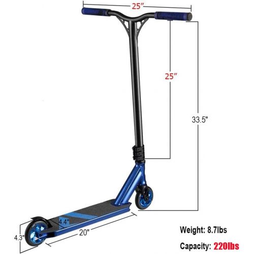  Albott Pro Stunt Scooters Freestyle Trick Scooter with CNC 6061-T6 Aluminum Fork 25 Long Bar Beginner to Intermediate Durable Kick Scooter for Kids 8 Years and Up,Teens, Boys,Adult