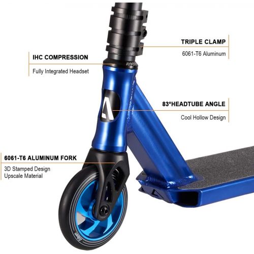 Albott Pro Stunt Scooters Freestyle Trick Scooter with CNC 6061-T6 Aluminum Fork 25 Long Bar Beginner to Intermediate Durable Kick Scooter for Kids 8 Years and Up,Teens, Boys,Adult