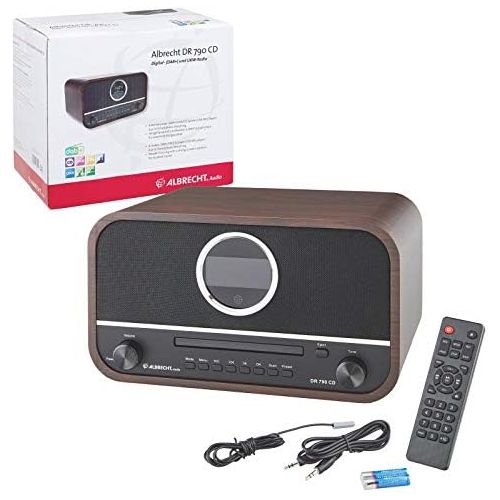  [아마존베스트]Albrecht DR790CD Digital Radio DAB+, 27790, Multifunctional Including CD Player and Bluetooth, Dark Brown Wooden Case