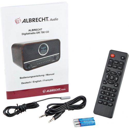  [아마존베스트]Albrecht DR790CD Digital Radio DAB+, 27790, Multifunctional Including CD Player and Bluetooth, Dark Brown Wooden Case