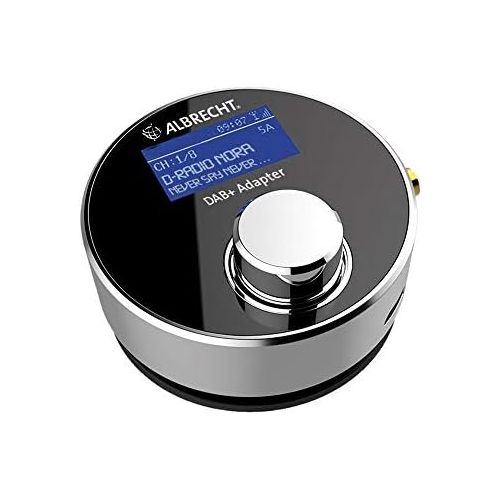  [아마존베스트]-Service-Informationen Albrecht DR 54 DAB+ Digital Radio Adapter for Car Radio or Living Room, 27259, Wireless Transmission via FM Transmitter, Aux-Out, Colour: Silver / Black