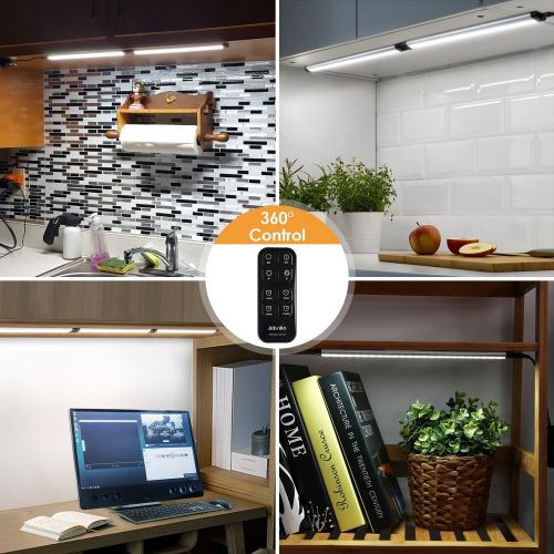  LED Under Cabinet Lighting with Remote Control - Albrillo Dimmable Under Counter Lights for Kitchen Shelf Cupboard, Closet Light Strip Natural White 4000K, 6 Pack