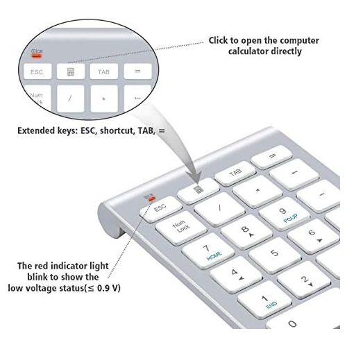  [아마존베스트]Alcey 22 Keys Numeric Keypad with 2.4 GHz Mini USB Receiver