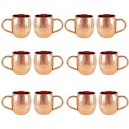  [아마존베스트]12 PACK Alchemade Copper Barrel Mug for Moscow Mules - 16 oz - 100% Pure Hammered Copper - Heavy Gauge