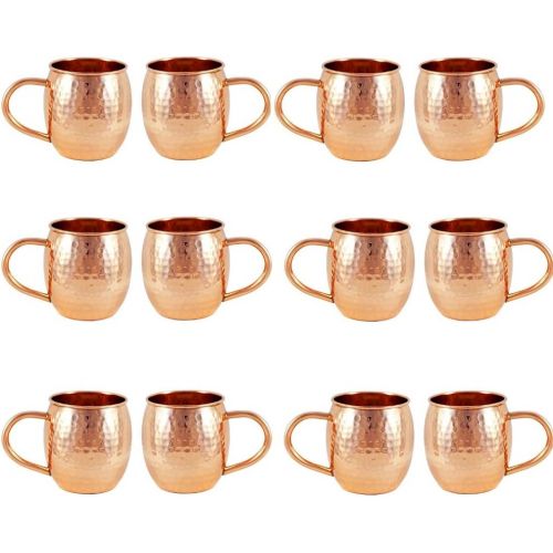  [아마존베스트]12 PACK Alchemade Copper Barrel Mug for Moscow Mules - 16 oz - 100% Pure Hammered Copper - Heavy Gauge