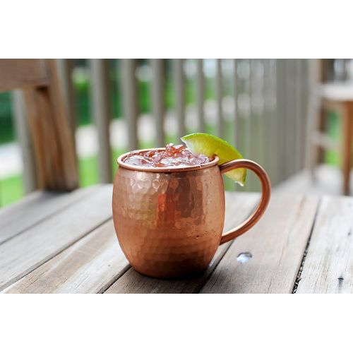  [아마존베스트]12 PACK Alchemade Copper Barrel Mug for Moscow Mules - 16 oz - 100% Pure Hammered Copper - Heavy Gauge