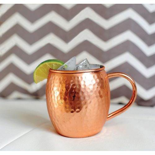  [아마존베스트]12 PACK Alchemade Copper Barrel Mug for Moscow Mules - 16 oz - 100% Pure Hammered Copper - Heavy Gauge