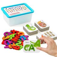 Alphabet and Number Flash Cards, ALeaf Preschool Learning Educational Montessori Toys, Double-Sided Stereo Puzzle Game , Girls Boys Age 3-8Years Old