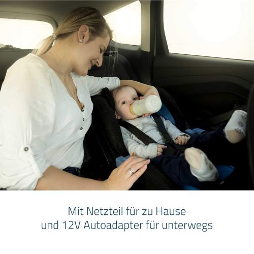  Alecto BW-512 CAR Babykost- und Flaschchenwarmer fuer unterwegs und zu Hause, mit Warmhaltefunktion, Trockenschutz und 12V KFZ-Adapterkabel