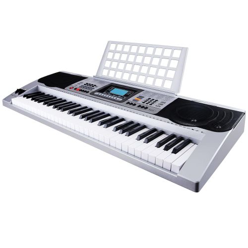  Alek...Shop 61 Key Classic Electronic Keyboard Piano Organ Portable Electric Music Digital LCD, Silver