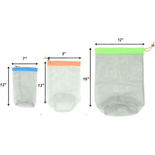  Alemon Stuff Sack Set of 3 Lightweight Nylon Mesh Drawstring Storage Bag for Travelling Hiking