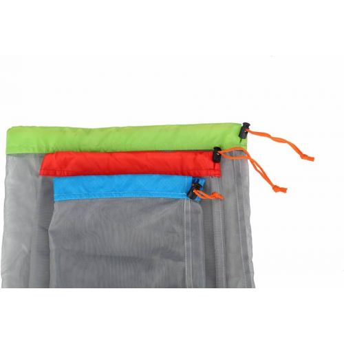  Alemon Stuff Sack Set of 3 Lightweight Nylon Mesh Drawstring Storage Bag for Travelling Hiking