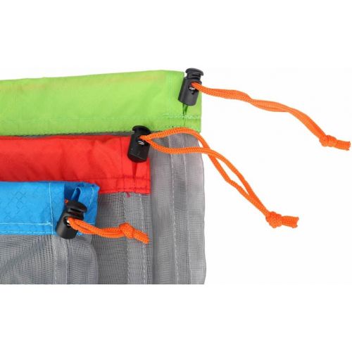  Alemon Stuff Sack Set of 3 Lightweight Nylon Mesh Drawstring Storage Bag for Travelling Hiking