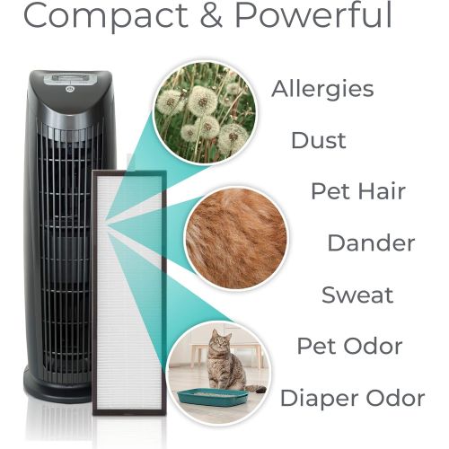  Alen T500 Tower Air Purifier with HEPA-Pure Filter for Allergies and Dust (Black, 1-Pack)