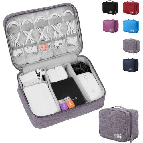  [아마존베스트]Alena Culian Electronic Organizer Travel Universal Cable Organizer Electronics Accessories Cases for Cable, Charger, Phone, USB, SD Card (1-Gray)