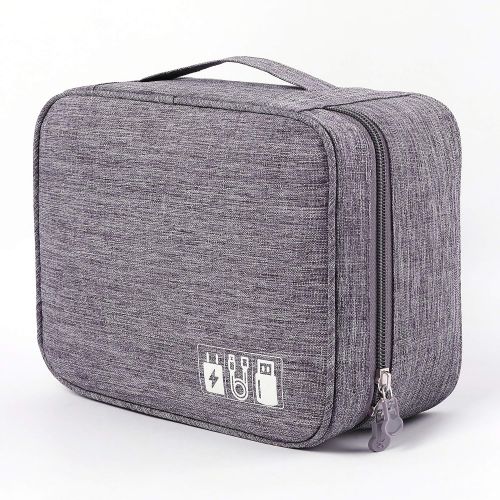  [아마존베스트]Alena Culian Electronic Organizer Travel Universal Cable Organizer Electronics Accessories Cases for Cable, Charger, Phone, USB, SD Card (1-Gray)