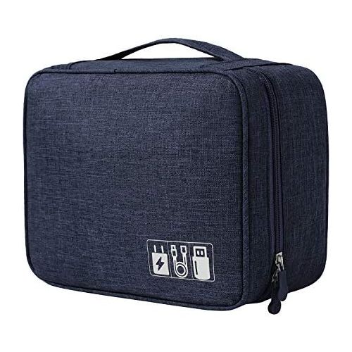  [아마존베스트]Alena Culian Electronic Organizer Travel Universal Cable Organizer Electronics Accessories Cases for Cable, Charger, Phone, USB, SD Card (1-Blue Dark)