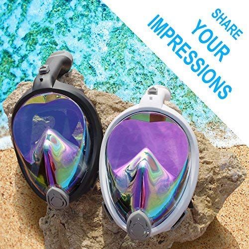  Aleoron - Full Face Snorkel Mask Foldable UV Easybreath - 2.0 Panoramic 180 Seaview Snorkeling Mask with Action Camera Mount  Scuba Mask Anti Fog for Adults & Youth (Women & Men)