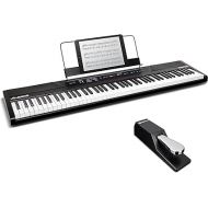 Digital Piano Bundle - Electric Keyboard with 88 Semi Weighted Keys, Built-In Speakers, 5 Voices and Sustain Pedal ? Alesis Recital and M-Audio SP-2
