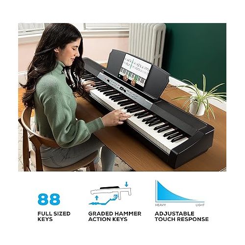  Alesis Prestige Artist - 88 Key Digital Piano with Full Size Graded Hammer Action Weighted Keys, Multi-Sampled Sounds, Speakers, FX and 256 Polyphony