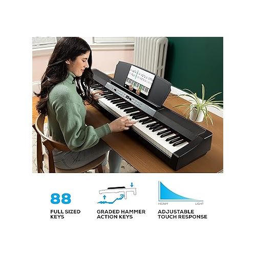  Alesis Prestige Artist - 88 Key Digital Piano with Full Size Graded Hammer Action Weighted Keys, Multi-Sampled Sounds, Speakers, FX and 256 Polyphony