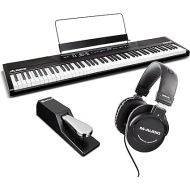 Alesis Recital - 88 Key Digital Piano Keyboard with Semi Weighted Keys, 5 Voices, Piano Lessons, M-Audio Sustain Pedal and HDH40 Piano Headphones