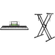 Alesis Recital | 88 Key Beginner Digital Piano/Keyboard with Full Size Keys & RockJam Xfinity Heavy-Duty, Double-X, Pre-Assembled, Infinitely Adjustable Piano Keyboard Stand with Locking Straps