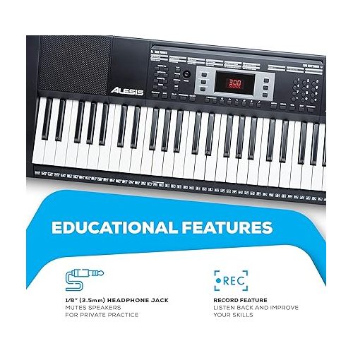  Alesis Melody 61 Key Keyboard Piano for Beginners with Speakers, Stand, Bench, Headphones, Microphone, Sheet Music Stand, 300 Sounds and Music Lessons
