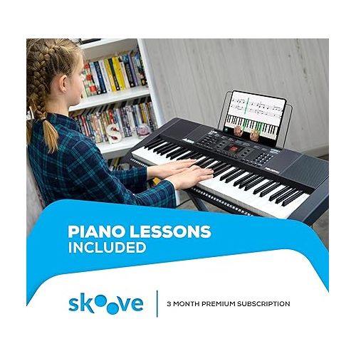  Alesis Melody 61 Key Keyboard Piano for Beginners with Speakers, Stand, Bench, Headphones, Microphone, Sheet Music Stand, 300 Sounds and Music Lessons