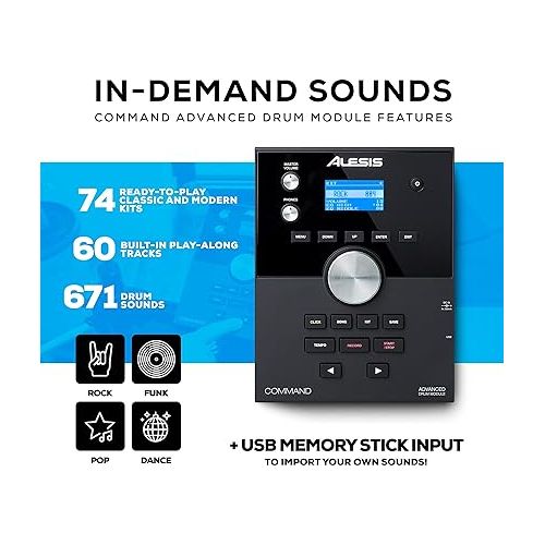  Alesis Drums Command Mesh SE Kit and Drum Essentials Bundle - Electric Drum Set with USB MIDI Connectivity, Drum Throne and On-Ear Headphones