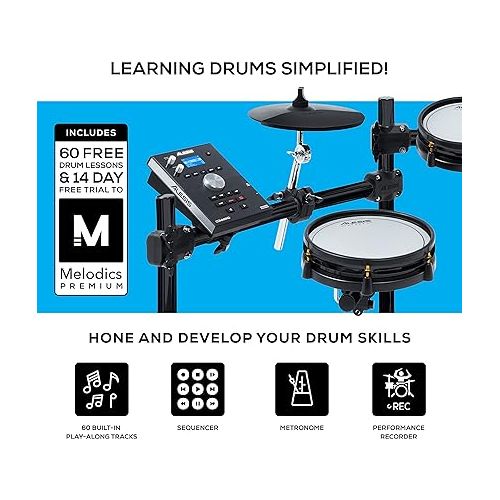  Alesis Drums Command Mesh SE Kit and Drum Essentials Bundle - Electric Drum Set with USB MIDI Connectivity, Drum Throne and On-Ear Headphones