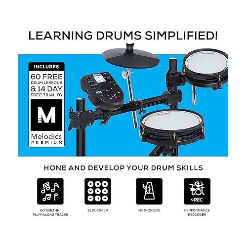 Alesis Drums Surge Mesh SE Kit and Drum Essentials Bundle - Electric Drum Set with USB MIDI Connectivity, Drum Throne and On-Ear Headphones