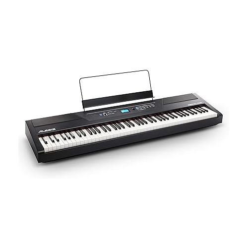  Alesis Recital Pro - 88 Key Digital Piano Keyboard with Hammer Action Weighted Keys & RockJam KB100 Adjustable Padded Keyboard Bench, X-Style, Black