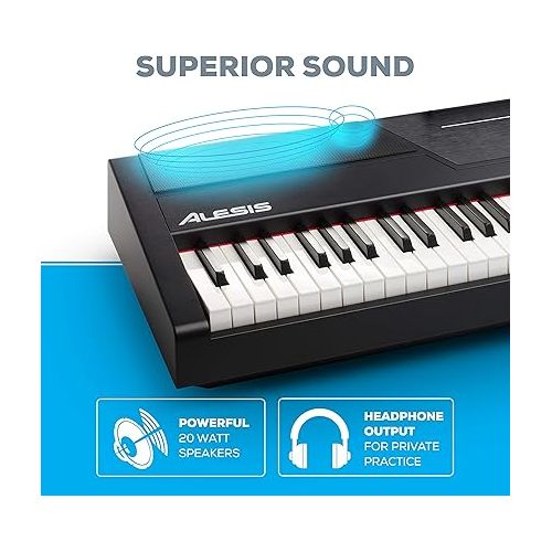  Alesis Recital Pro - 88 Key Digital Piano Keyboard with Hammer Action Weighted Keys & RockJam KB100 Adjustable Padded Keyboard Bench, X-Style, Black
