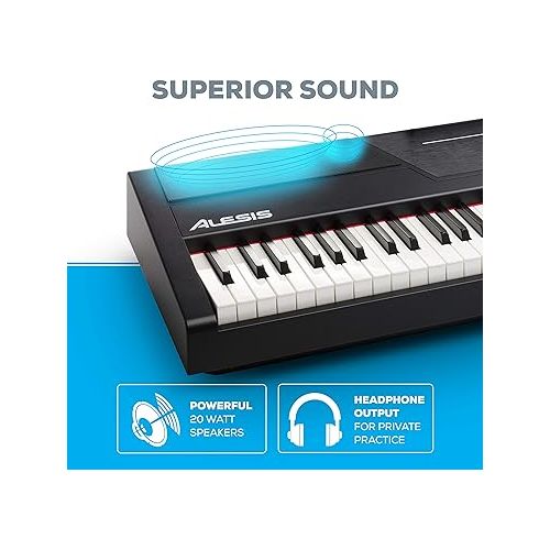  Alesis Recital Pro - 88 Key Digital Piano Keyboard with Hammer Action Weighted Keys, 12 Voices, M-Audio Sustain Pedal and HDH40 Piano Headphones
