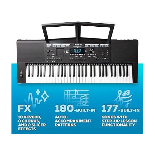  Alesis Harmony 61 Pro - 61 Key Keyboard Piano with Adjustable Touch Response, USB Midi, 580 Sounds, X/Y Performance Touchpad with DJ-Style FX
