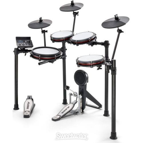  Alesis Nitro Max Mesh Electronic Drum Set and Double Bass Pedal Expansion Bundle