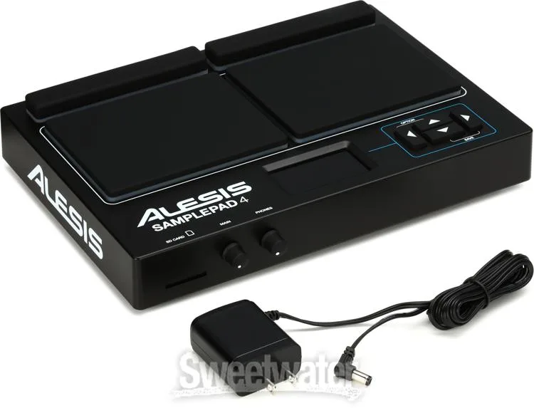  Alesis SamplePad 4 Compact Percussion Pad and Cables