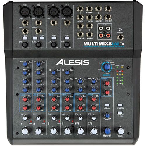  Alesis MultiMix 8 USB FX 8-Channel Mixer with Built-In Effects and USB Interface